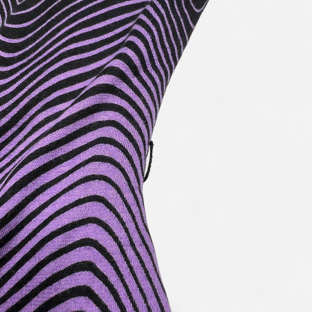Y2K Cache Vintage Purple Striped Swirl Bodycon Sleeveless Midi Dress - Picture 5 of 6